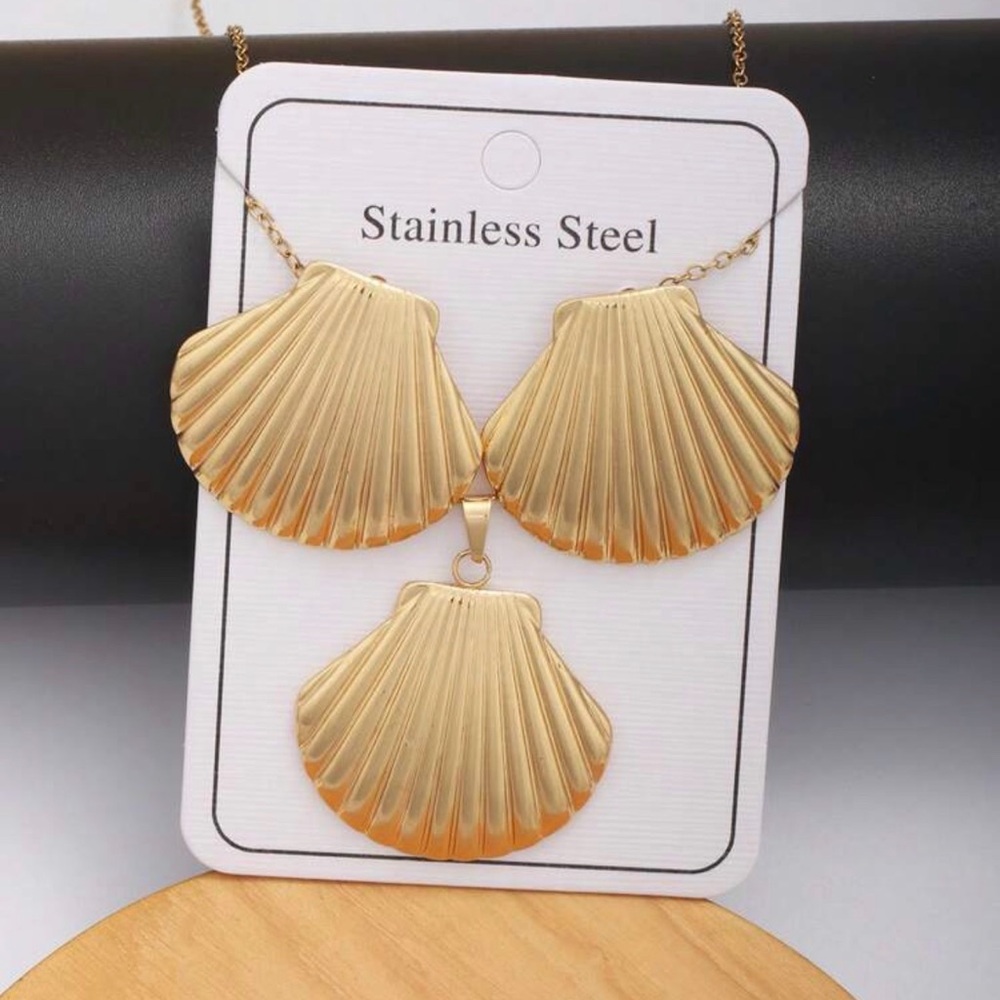 Gold Shell Stainless Steel Jewelry Set